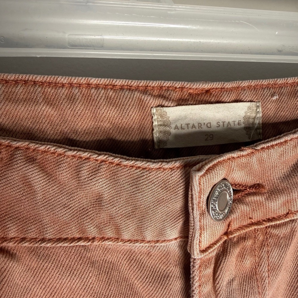 Vervet Distressed Flare Jeans Orange Peach Size 29 Ripped Raw Hem - Picture 3 of 5